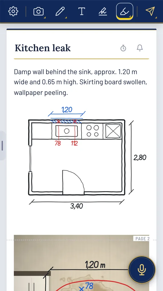 Note with text and sketch in Note & Sign