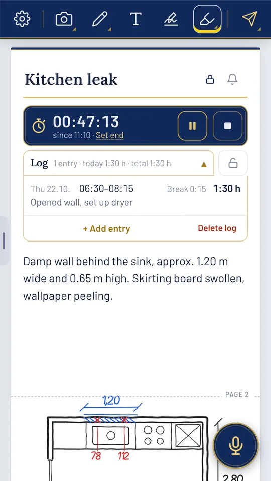Time tracking with log